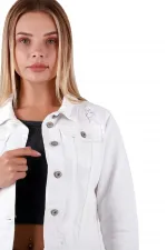 Short Denim Jacket 641-50-(S-L-5) White Short Denim Jacket 641-50-(S-L-5) White