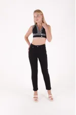 Fringe Ending High Waisted Mom Fit Jean  764-07-(26-28) Black