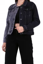 Classic Short Denim Jacket with Collar 640-0333-(S-XL-6) Anthracite & Snow Anthracite Classic Short Denim Jacket with Collar 640-0333-(S-XL-6) Anthracite & Snow Anthracite