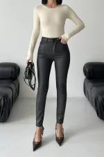High Waist Leather Pants 415-07-(27-32)