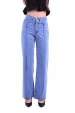 Önü Çımalı Bol Paça Relax Kot Pantolon  1736-15-(26-31)