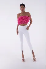 Pantalon à fente avant patchwork 1743-50-(26-28)