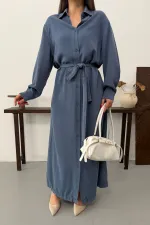 Buttoned Classic Long Denim Dress 3034-98-(S-XL) Buttoned Classic Long Denim Dress 3034-98-(S-XL)