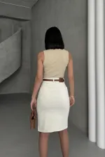 Classic Mid Length Denim Skirt  1039-80-(42-46) Natural