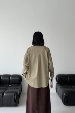 Oversize Denim Jacket with Buttons  6080-74-(S-L-3) Green