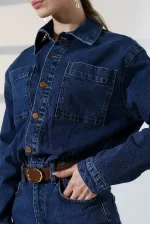 Robe mini en jean boutonnée 3027-01-(SL-3)