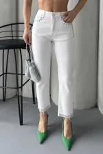 Taşlı Mom Fit Kot Pantolon 7023-50-(28-33)
