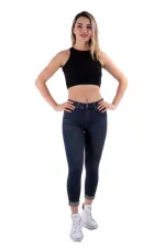 Duble Paça Skinny Kısa Boy Kot Pantolon  820-02-(28-33)