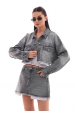 Denim Jacket with Lining Detail 6016-29-(XS-L-6) Denim Jacket with Lining Detail 6016-29-(XS-L-6)