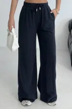 Paça Detaylı Lastikli Keten Pantolon  HS700-73-(S-XL)