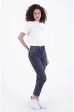 Dikişsiz Paça Mom Fit Kot Pantolon  764-28-(32-36)