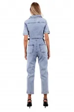 Önü Fermuarlı Kot Tulum 397-08-(S-XL) Önü Fermuarlı Kot Tulum 397-08-(S-XL)