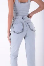 Şerit Fermuarlı Kot Pantolon 7004-08-(26-31)