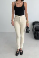 High Waisted Ankle Length Skinny Jean 815-80-(26-31) Natural