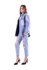 Parçalı Renkli Yıkamalı Kot Ceket 610-0815-(S-XL) Parçalı Renkli Yıkamalı Kot Ceket 610-0815-(S-XL)