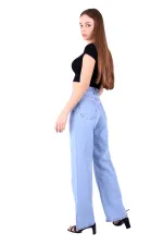 Paçası Yırtmaçlı Mom Fit Kot Pantolon  1732-42-(27-32)
