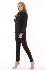 Kolu Bağcıklı Eteği Püsküllü Kot Ceket  618-03-(S-XL)