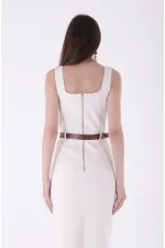 Askılı Kuplu Asimetrik Detaylı Kot  3019-80-(S-XL)