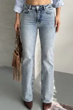 Kesik Paça Straight Fit Kot Pantolon  7114-14-(28-33)