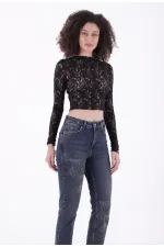 Çapraz Taşlı Mom Fit Kot Pantolon  7054-28-(26-31)