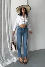 Seamless Mom Jeans 7064-15-(28-33) Light Blue Denim