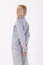 Çıtçıtlı Kot Gömlek  6013-08-(S-XL)