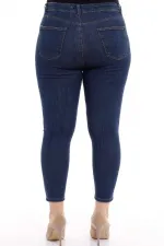 High Waisted Ankle Length Skinny Jean  815-17-(30-36) Slubbed Navy Blue