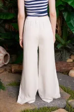 Elastic Waist Linen Pants HS700-51-(S-XL) Off White Elastic Waist Linen Pants HS700-51-(S-XL) Off White
