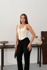 Fermuarlı Denim Büstiyer 411-80-(S-L-3)