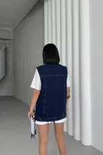 Medium Length Denim Vest 6053-26-(SL-4)