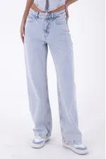 Wide Leg High Waisted Relaxed Jean  718-42-(27-32) Ice Blue - Tinted