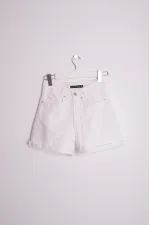 Double Folded Bottom Denim Short 292-50-(S-XL-6) White Double Folded Bottom Denim Short 292-50-(S-XL-6) White