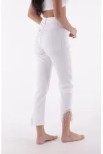 Stone Embellished Asymmetric Leg Trousers 1881-50-(28-33)