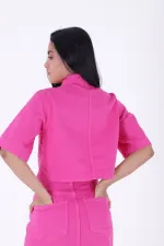 Kısa Kollu Düğmeli Kısa Kot Ceket 6057-89-(S-XL)