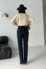 Şerit Detaylı Mom Fit Kot Pantolon  7111-73-(28-33)