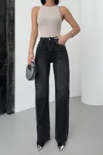 Taşlı Straight Kot Pantolon  7112-03-(28-33)