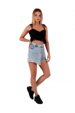 Etekli Zincirli Kısa Şort 297-15-(S-XL-6) Etekli Zincirli Kısa Şort 297-15-(S-XL-6)