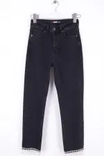 Paçasılı Dikişsiz Paça Mom Kot Pantolon  1890-23-(26-31)