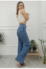 Dikişsiz Paça Beş Düğmali Relax Kot Pantolon  917-15-(27-32)