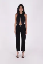 Dikişsiz Paça Mom Fit Kot Pantolon  764-07-(29-32-4)