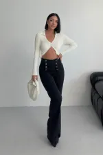 Çok Düğmeli İspanyol Kot Pantolon 7094-23-(27-32)