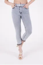 Paçaları Kemerli Pantolon 746-08-(27-32) Paçaları Kemerli Pantolon 746-08-(27-32)