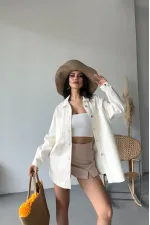 Denim Shirt with Pockets 6097-51-(S+L+3) Off White