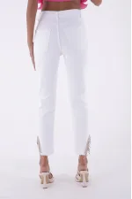 Stone Embellished Asymmetric Leg Trousers 1881-50-(26-31)