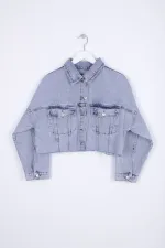 Kısa Oversize Kot Ceket 651-08-(S-L-5) Kısa Oversize Kot Ceket 651-08-(S-L-5)
