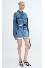 Denim Jacket with Lining Detail 6016-06-(XS-L-6) Denim Jacket with Lining Detail 6016-06-(XS-L-6)