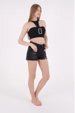 Ripped Denim Short with Fringe Ending 225-03-(S-XL-6) Anthracite Denim Ripped Denim Short with Fringe Ending 225-03-(S-XL-6) Anthracite Denim