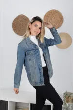 Classic Regular Boyfriend Denim Jacket 650-62-(S-XL-6) Middle Blue - Tinted Classic Regular Boyfriend Denim Jacket 650-62-(S-XL-6) Middle Blue - Tinted