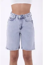 Mid Length Denim Short 2001-08-(S-XL-6) Snow Light Blue