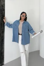 Denim Shirt with Pockets 6097-27-(S+L+3) Rinsed Blue